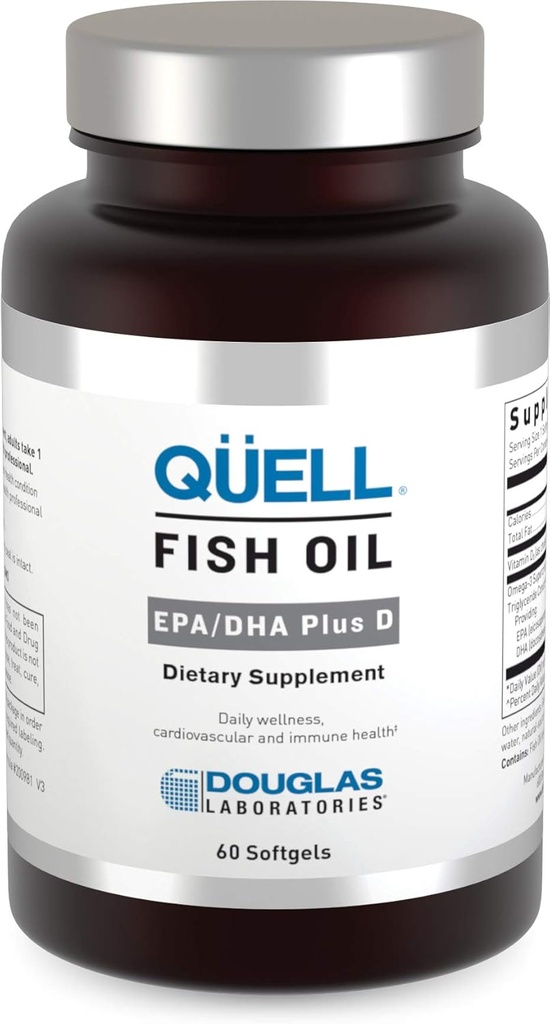 Douglas Laboratories Quell Fish Oil EPA/DHA Plus D ← 3:2 Ratio of EPA to DHA Essential Omega 3 Fatty Acids Plus 1,000 I.U. of Vitamin D3* ← 60 Softgels