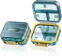 Caja pequeña de la pila, caja de la pila de viaje, contenedor diario de la píldora Acedada para el bolsillo de la proa, resistente a la humedad 7 elementos de la mantilla de la píldora, medicina portable deliciosa vitamina organizador para suplementos aceites de pescado, azul