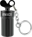 Mini Keychain Pill Holder Waterproof Pill Container Portable Pill Box Decorative Pill Case Aluminum Alloy Pill Organizer- 0.8x0.8x2 pulgadas (Negro)