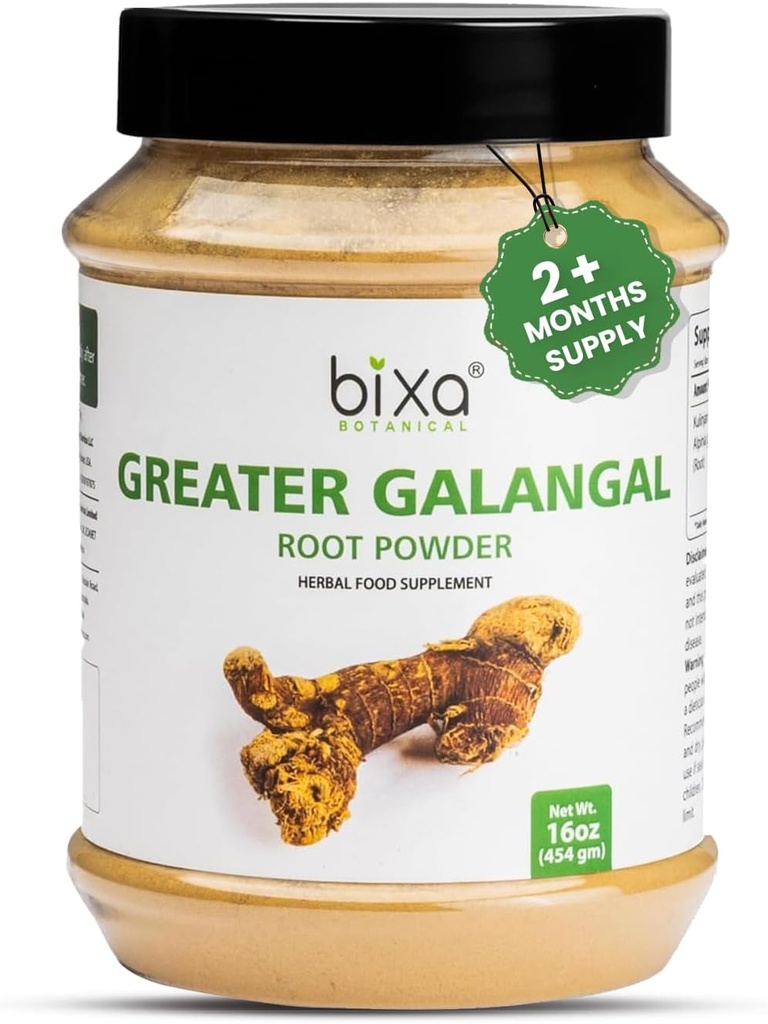 bixa Botanical ← Mayor Galangal Root Powder ← Alpinia Galanga Kulinjan Silencio Para Sopas y Cocinar Silencio Ayurvedic Herbal Suplemento Silencio Kosher Silencio Steam Treated Silencio No GMO Silencio Vegan Silencio 100 Percent Pure Silencio7 oz 200 g