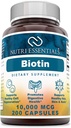 Biotin 10,000 Mcg 200 Capsules (No-GMO)- Apoya el Pelo Saludable, la piel &amp; uñas - promueve la rejuvenecimiento celular y la producción de energía*