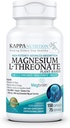 Kappa Nutrition Powered by MagbrainTM Magnesium L-Threonate Plant-Based, 420mg Elemental Magnesium (3 cápsulas) de 2.253mg, 150 cápsulas Vegan, Brain, Sleep &amp; Muscle Support.