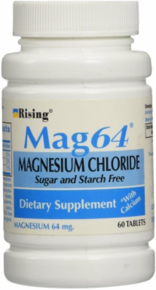 Rising Mag64 Magnesium Chloride with Calcium Tablets, 60 Count (Pack of 5)