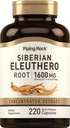 Piping Rock Siberian Eleuthero Root Capsules 1600mg ← 220 Conde ← Concentrado Herbal Extract ← Non-GMO, Gluten Free Supplement