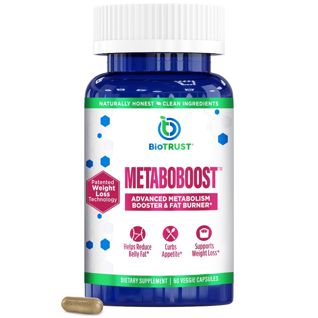 BioTrust MetaboBoost Weight Loss Suplemento – Appetite Suppressant  Calorie Fat Burner ← Metabolism Booster – Clinically-Studied Diet Pills with Berberine for Holistic WeightLoss Support- 60 cápsulas