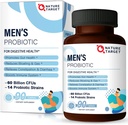 NATURE TARGET Probiotics for Men with Men Care Supplement, Prebiotics " Probiotic for Men's Digestive and Immune Health,60 Billion CFUs " 14 Strains Shelf Stable, Gluten &amp; Soy Free (90 Tablets)