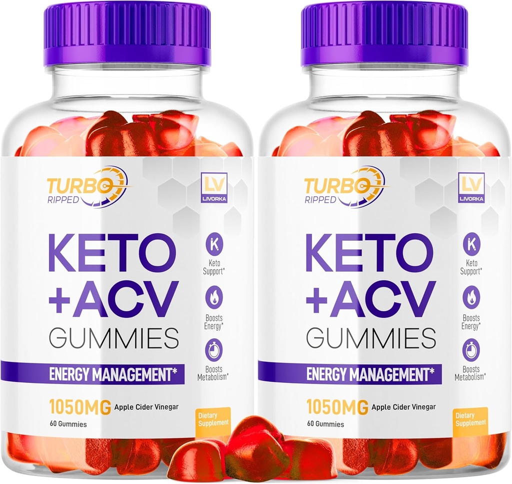 (2 Pack) Turbo Ripped Keto Weight Loss ACV Gummies, Turbo Ripped Keto ACV Gummies, Turbo Ripped Gummies, TurboRipped Keto ACV Apple Cider Vinegar Advanced Multivitamin Healthy s Gummys, 2 Months