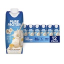 Proteína pura vainilla Proteína Shake, 30g Proteína completa, vitaminas A, C, D y E más Zinc para soportar la salud inmune, listo para beber y Keto-Friendly, botellas de 11oz, 12 Pack