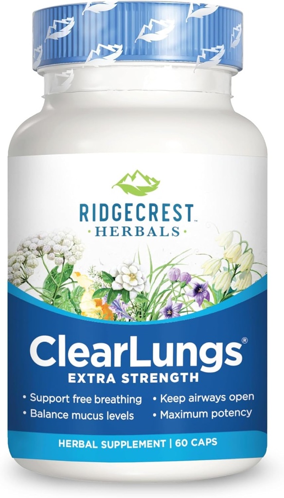 RidgeCrest Clearlungs Extra Strength Herbal Decongestant , 60 cápsulas vegetarianas