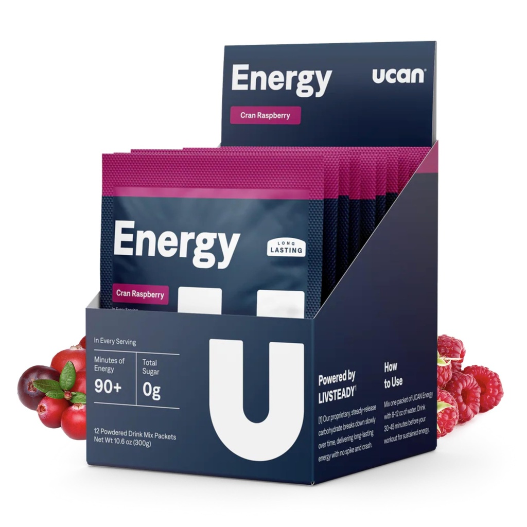 UCAN Energy Powder, Cran-Raz, Keto, Sugar-Free Pre &amp; Post Workout for Men &amp; Women, Non-GMO, Vegan, Gluten-Free, Great for Runners, Gym-Goers and High Performance Athletes (12 Servings, 25g)