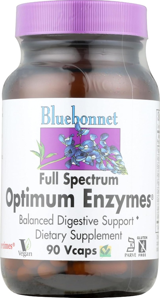 BlueBonnet Full Spectrum Optimum Enzymes Vegetarian Capsules, 90 Cuenta
