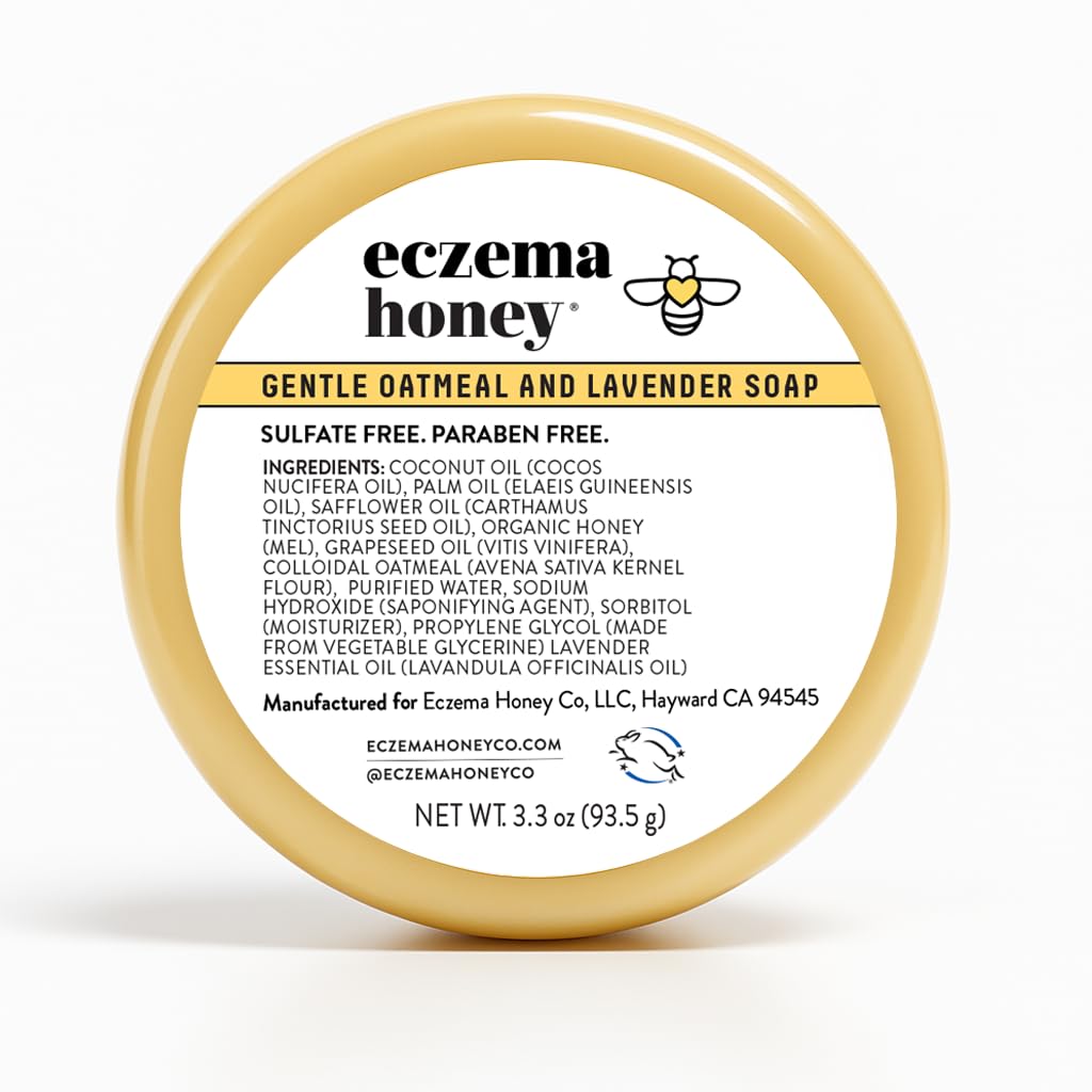 ECZEMA HONEY Gentle Oatmeal and Lavender Soap - Natural Eczema Body Wash - Daily Gentle Soap for Dry, Itchy, Sensitive, & Irritable Skin (3.3 Oz)