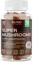 SUKU Vitaminas - Super Mushroom -Reishi Chaga, Turquía Tail &amp; Lions Mane Blend Gummies for Immunity - Easy to Chew - Non GMO, Gluten Sugar Gratis - Espresso Decaffeinated Flavored Gummy Vitamins, 50 Conde