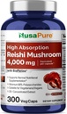 NusaPure Reishi Mushroom Extracto 20:1 Extracto, 200 mg Equivalente a 4000 mg por cápsula 300 Veggie Caps Vegan, No GMO, Vegan