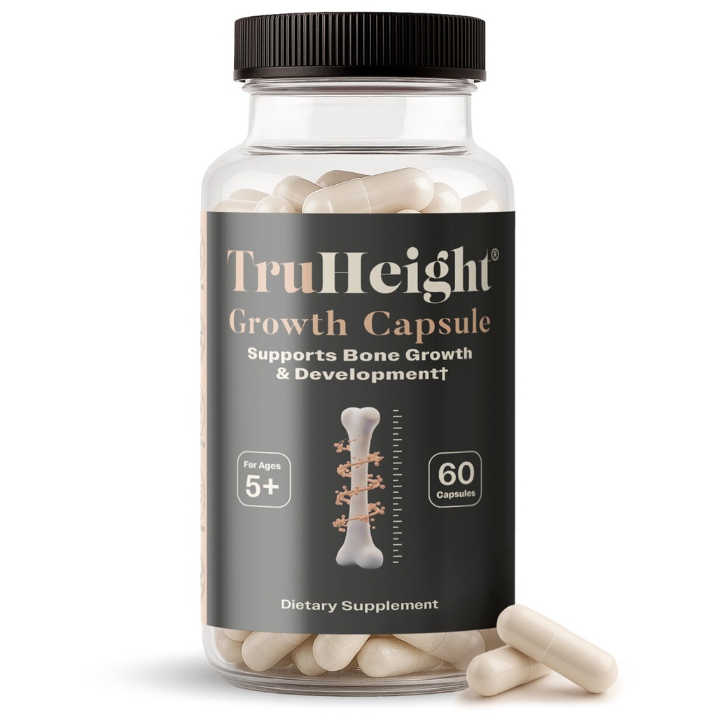 TruHeight Growth Capsules - Natural Growth &amp; Development Supplement for Kids & Teens - Endorsed by Pediatricians - Vitamina D, K, Calcio &amp; Ashwagandha - Bone Strength - Kids Vitamins D3 K2, Edades 5+
