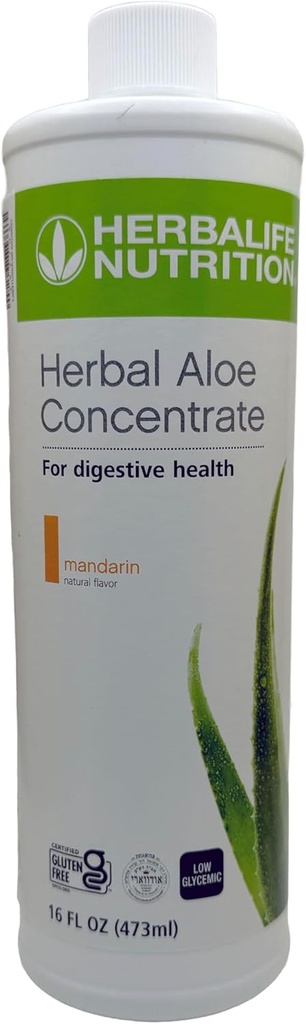 Herbalife Aloe Concentrate Pint: Mandarin Flavor 16 FL Oz (473 ml) para Salud Digestiva con Aloe Premium-Quality, Sin gluten, 0 Calories, 0 Azúcar, Naturalmente Saborado