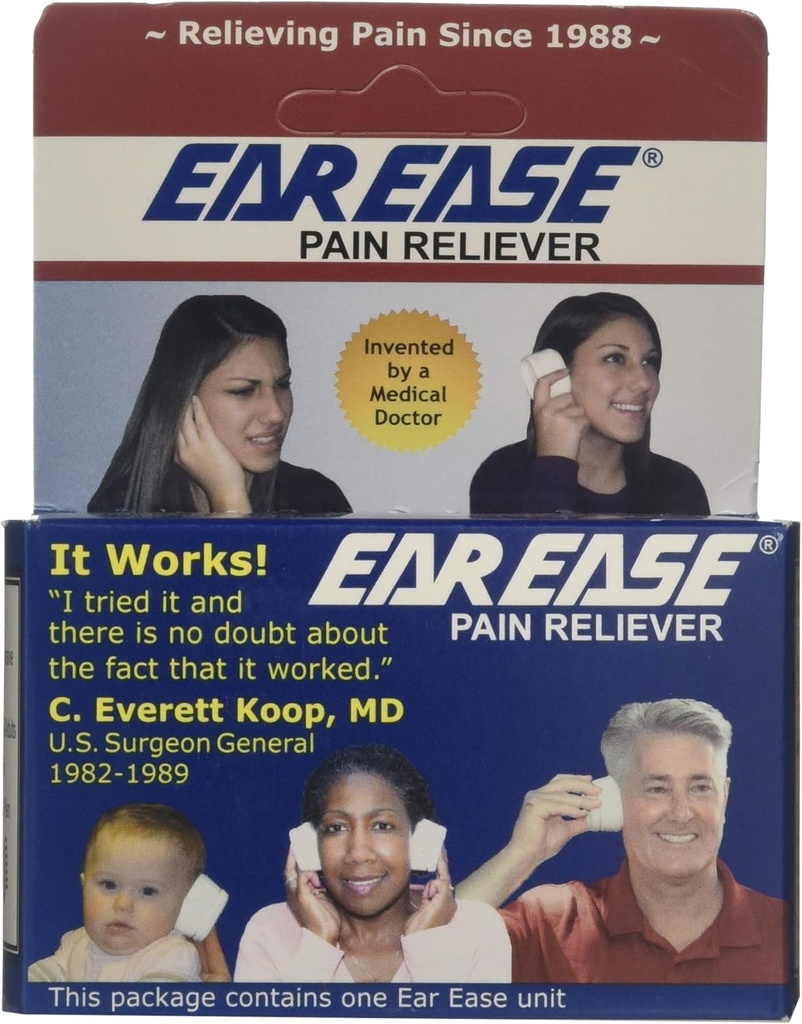Pain Reliever for Adults, Children & Senior Citizens-Natural, Safe, Non-Invasive, Fast Acting & Effective Earache Relief from Sinus Pressure, Altitude Changes, Swimming, Allergies, Cold & Flu