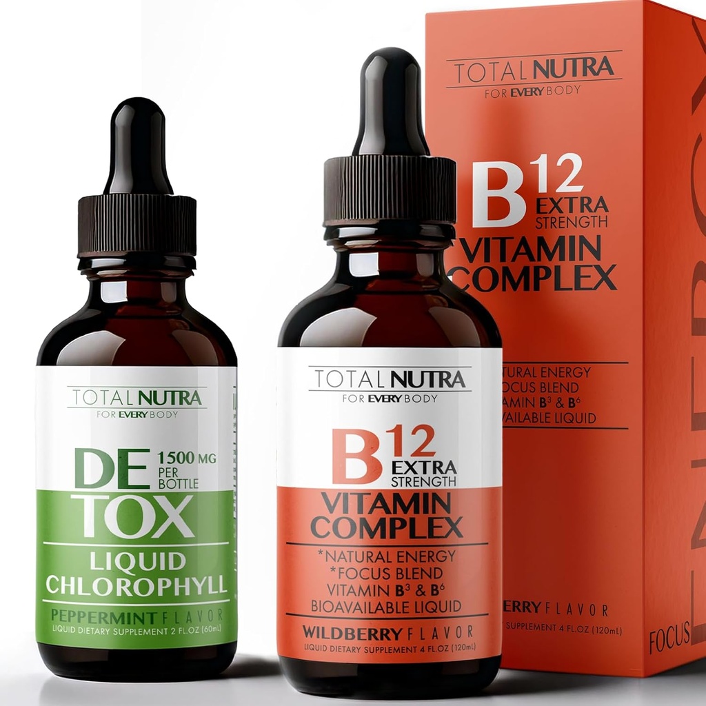 Liquid Chlorophyll Drops 50mg & Extra Strength Vitamin B Complex Drops