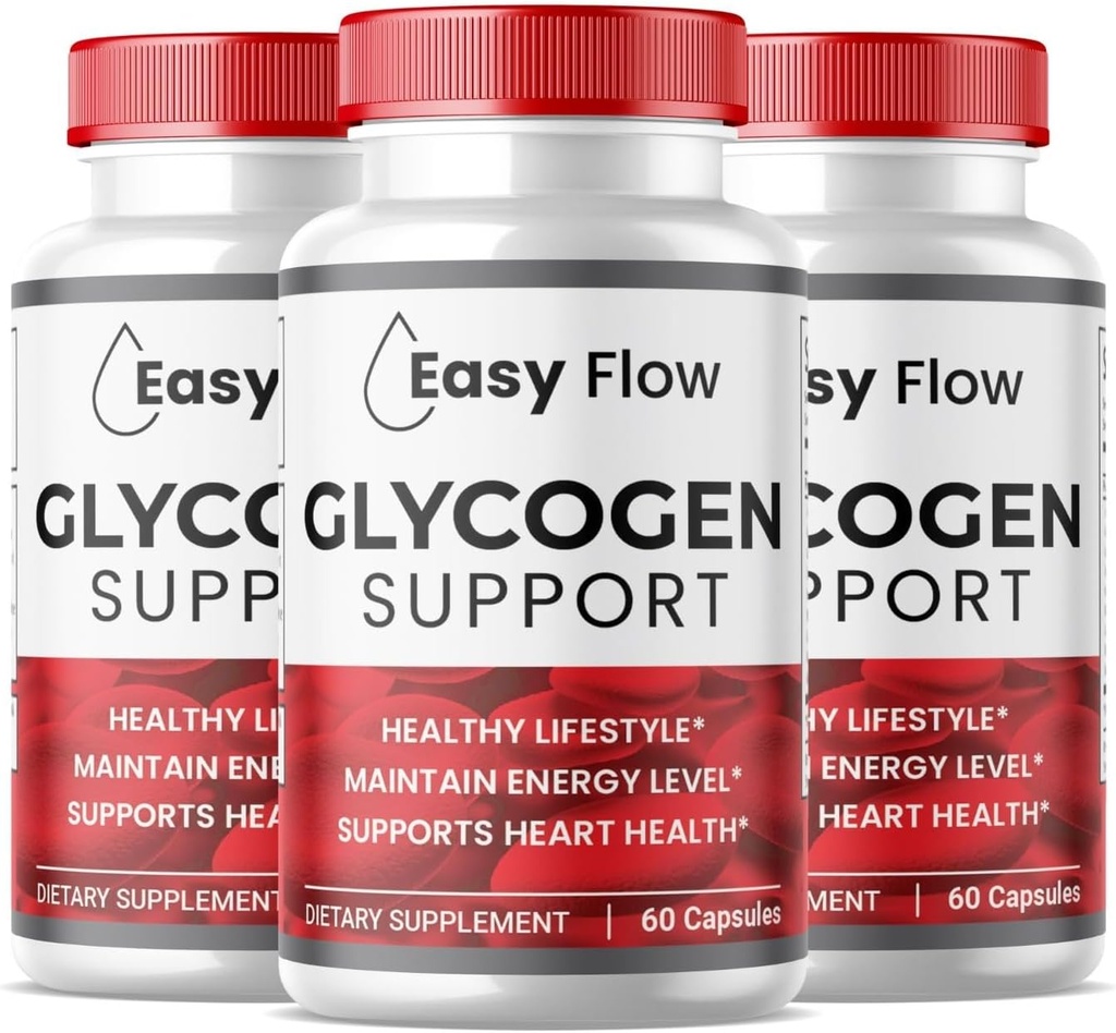 (3 Pack) Easy Flow Glycogen, EasyFlow Glycogen Support Capsules, Glyco Optimizer Formula, Natural Blood Vessel Cleaner, Premium Easy Flow Glycogen Support (180 cápsulas)