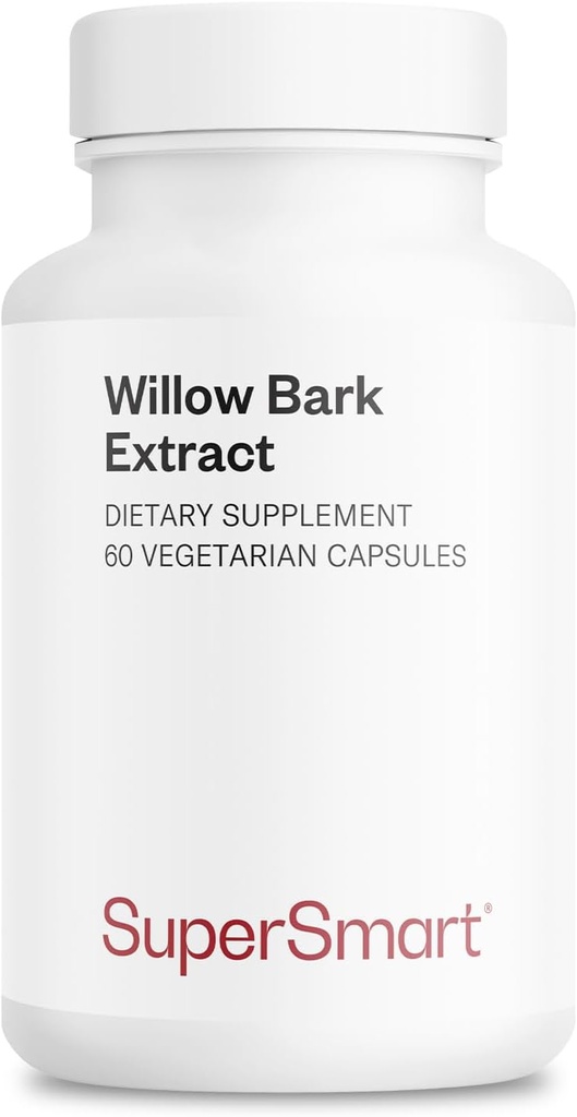 Supersmart - Willow Bark Extract 530mg por día (High Potency) - 15% Salicin - Natural Willow Bark Herb Supplement ← Non-GMO & Gluten Free - 60 cápsulas vegetarianas