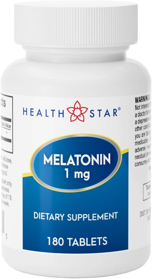 GeriCare Melatonin 1mg Apoyo al sueño Suplemento, Gentle Nighttime Sleep Aid, Non-Habit Forming, Ayuda a promover la relajación &amp; sueño reparador, Jet Lag Recovery, y Mejor descanso nocturno, 180 Tablets
