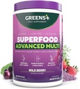 Verdes+ Avanzado Multi Wild Berry Superfood Powder, Organic Blend, Vegan, Non-GMO, Soy-Free, sin gluten, Suplemento dietético con vitaminas " Minerales " , 9.4 oz