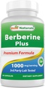 Best Naturals Berberine Plus 1000mg por Serving, 60 cápsulas - Contiene bereberina HCL 1000mg, vitamina C 120mg &amp; zync Gluconate 30 mg