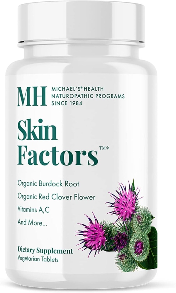 MICHAEL'S Health Naturopathic Programs Skin Factores - 90 Tablets Vegetarianos - Fórmula diaria para la piel joven - Ideal para el acné lácteo y no quístico - Kosher - 30 Servings