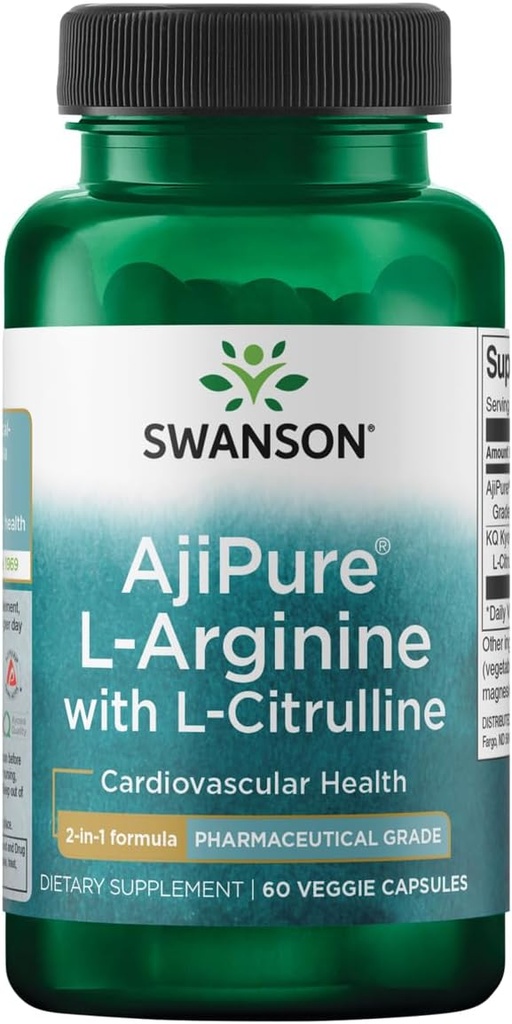 Swanson Amino Acid Ajipure L-Arginine con L-Citrulline 60 Veg Capsules