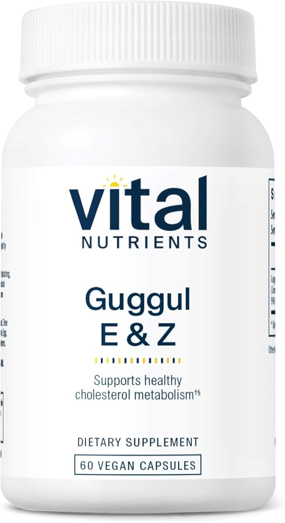 Vital Nutrients Guggul E &amp; Z ← Vegan Guggul Suplemento ← Cholesterol Suplemento para los niveles de LDL y Triglyceride saludables ← Gluten, Dairy, Soy Gratis