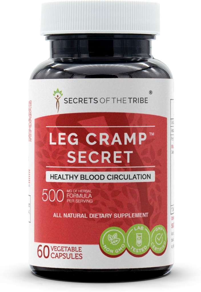 Leg Cramp Secret 60 Capsules, 500 mg, Original Quinine Formula, Cinchona Bark. Healthy Blood Circulation (60 Capsules)