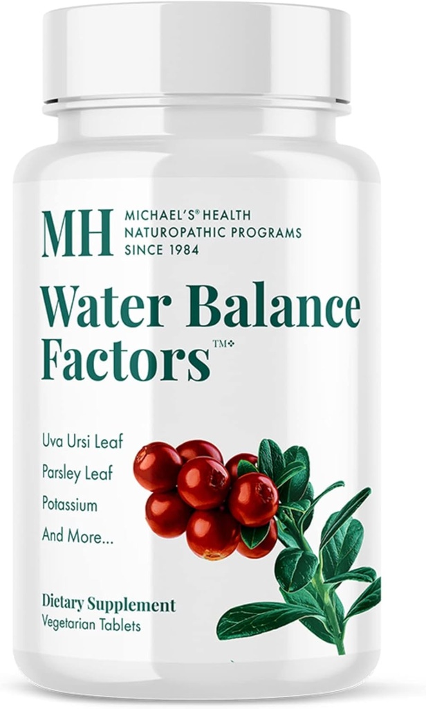 MICHAEL'S Health Naturopathic Programs Water Balance Factores - 120 Vegetarian Tablets - Helps Balance Fluid Levels - with Potassium & Vitamin B6 - Gluten Free, Kosher - 40 Servings