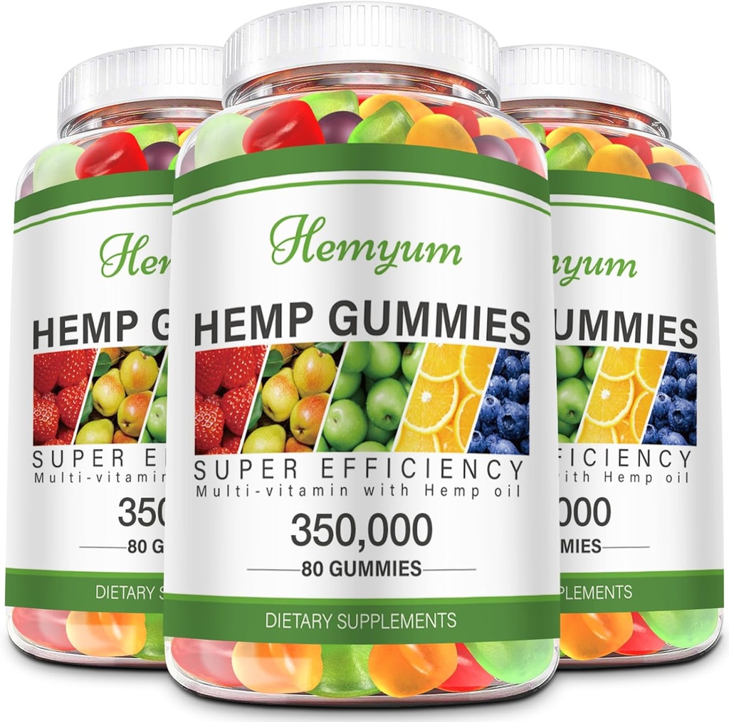 Ganchos de cáñamo 3 Packs Alta potencia Suplemento orgánico puro - con el extracto de aceite de cáñamo natural para el sueño, dolor, ansiedad Gummy Edibles Vegan, no GMO