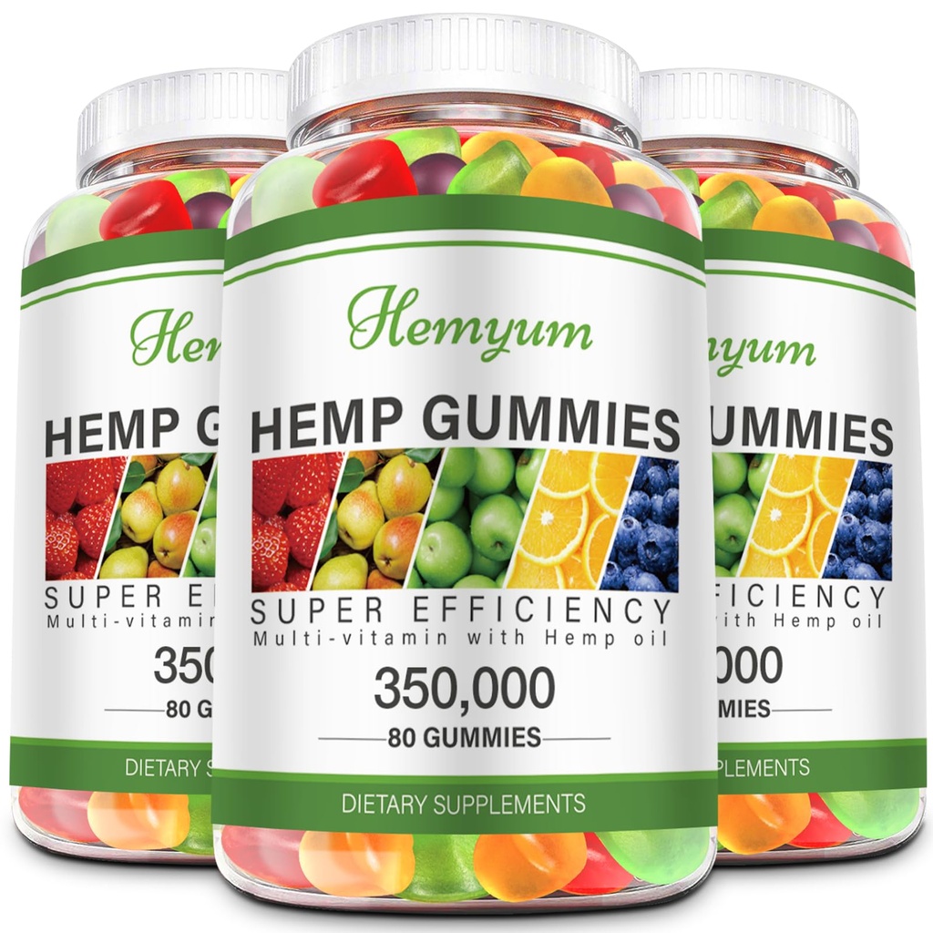 Ganchos de cáñamo 3 Packs Alta potencia Suplemento orgánico puro - con el extracto de aceite de cáñamo natural para el sueño, dolor, ansiedad Gummy Edibles Vegan, no GMO