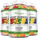 Ganchos de cáñamo 3 Packs Alta potencia Suplemento orgánico puro - con el extracto de aceite de cáñamo natural para el sueño, dolor, ansiedad Gummy Edibles Vegan, no GMO