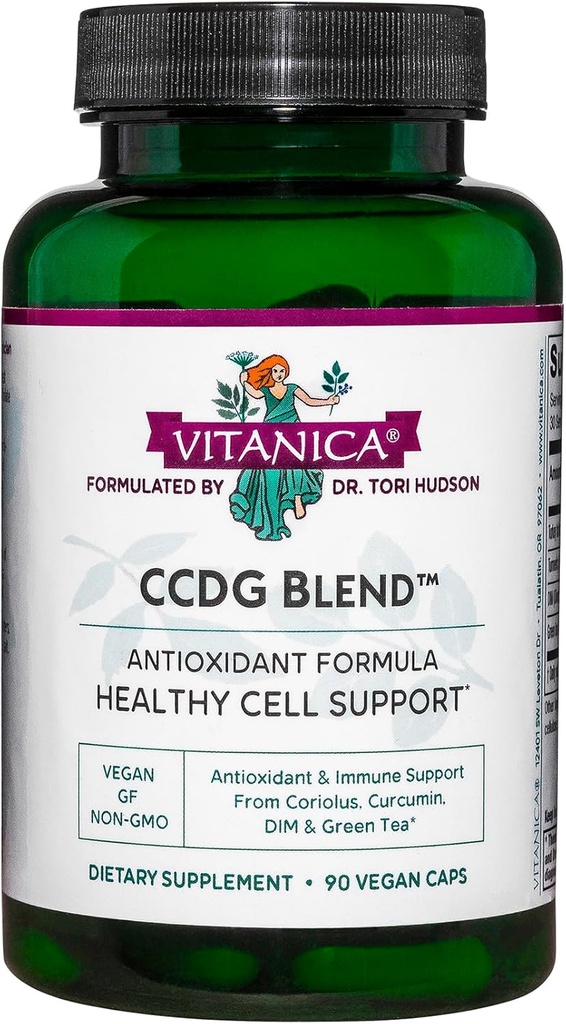 Vitanica CCDG Blend - Suplemento de Apoyo Inmunitario - Suplemento DIM con Turquía Tail Mushroom, Turmeric " Green Tea - Suplemento Vegan para el Apoyo Inmunitario - Lady - 90 cápsulas