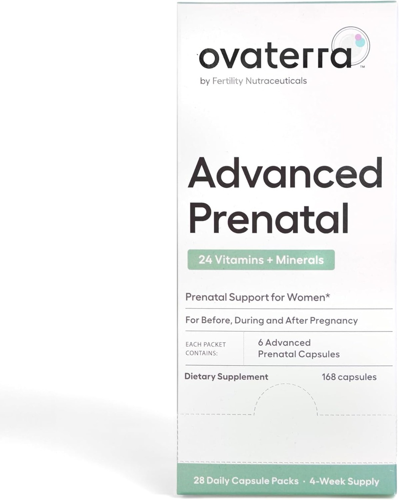 Ovaterra Advanced Prenatal Vitamins for Women with 550mg Choline, Methylfolate, Chelated Iron &amp; 24 Nutrients 168 Capsules - 28 Day Supply