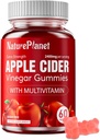 NaturePlanet Apple Cider Vinegar Gummies, 2400 MG ACV Gummies with Multivitamin, Vegan, Non-GMO, Gluten Free, 60 Gummies