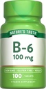 La verdad de la naturaleza B6 Vitamina TENIDO 100mg ANTE 100 Tablets ANTE Vegan, No GMO &amp; Gluten Suplemento gratuito