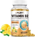 Vitamina B2 Gummies Riboflavin 400mg Suplemento para niños y adultos - Magnesium Glycinate, Zinc, CoQ10, Vitamina B12 - Migraine Relief & Energy, Nervous System Support, Sugar Free Lemon Flavor, 60ct