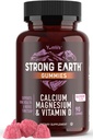Calcio Tierra Fuerte de YUM-V, Magnesio, Vitamina D3 Gummies, Vitamina Gummies, Suplemento Calcio para la Salud Fuerte de los Huesos para Hombres Mujeres - Certified Kosher (90 Cuenta)