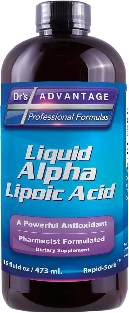 Ácido Lipoico alfa - Suplemento dietético líquido con 50 mg de ALA por servicio - Empaquetado con antioxidantes - Farmacéutico Formulado, Tecnología rápida para Absorción Nutriente - 16 fl. oz.