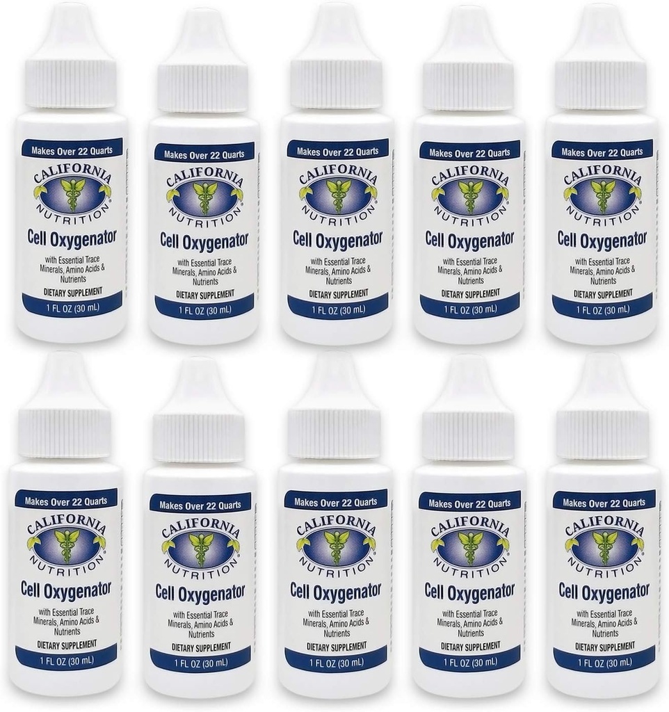 Oxígeno celular 1 Fl Oz Bottle (Pack of 10), Cell Food Concentrate Liquid Oxygen Water Drops, Suplemento dietético nutricional, Suport Immune System, Amino Acids & Trace Minerals
