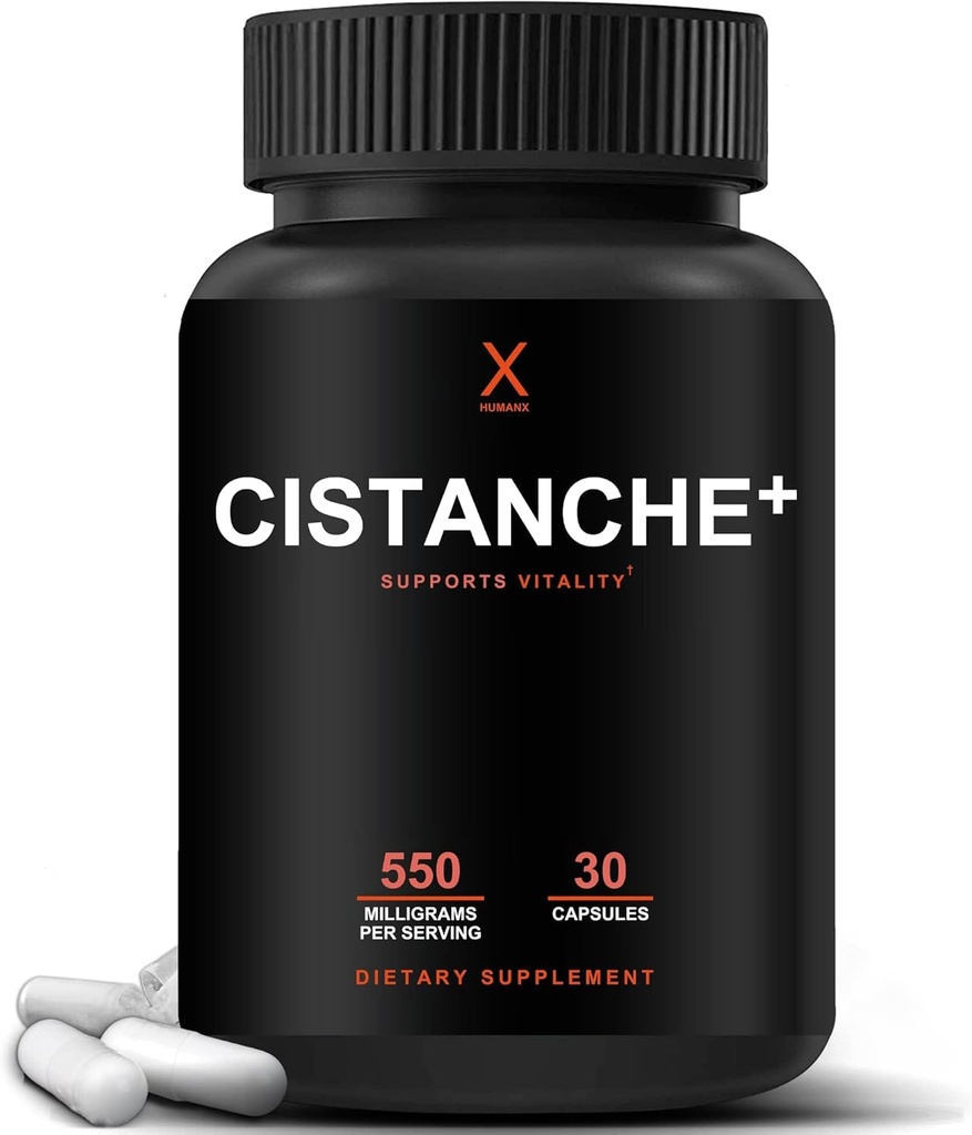 Humanx Cistanche+ 550MG (Cistanche Tubulosa Extract Powder for Men) USA Made - Easy to Swallow Capsules - Powerful Supplement to Support Athletic Performance, Strength, & Vitality