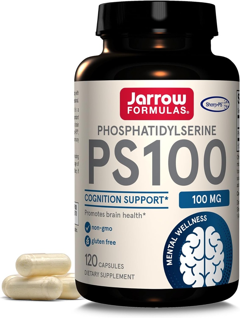 Jarrow Fórmulas® PS100 Phosphatidylserine, 100 mg, Suplemento dietético para la salud del cerebro y el apoyo a la cognición, 120 cápsulas, hasta 120 días de suministro