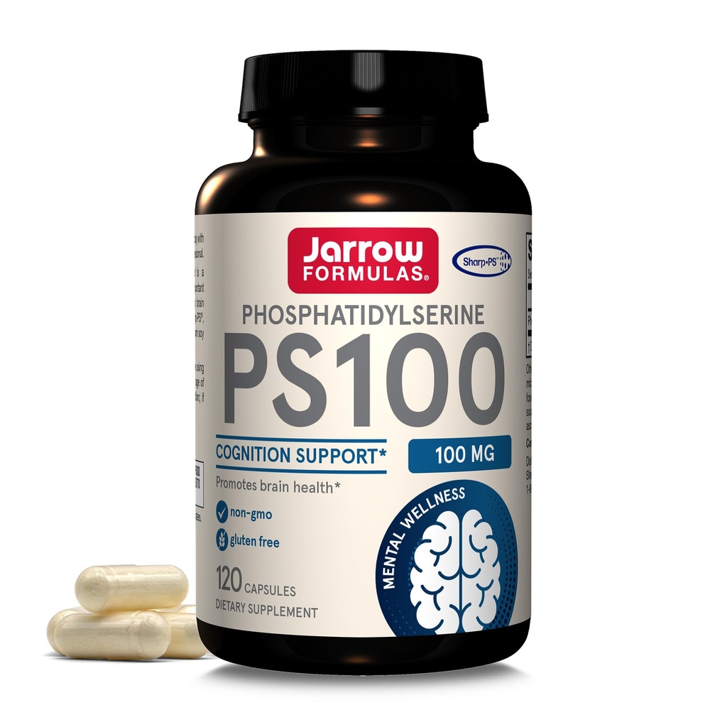 Jarrow Fórmulas® PS100 Phosphatidylserine, 100 mg, Suplemento dietético para la salud del cerebro y el apoyo a la cognición, 120 cápsulas, hasta 120 días de suministro