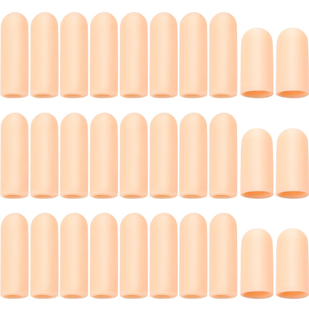 Frienda 30 Pieces Gel Finger Protector Cots Silicone Cover Cap Sleeves for Finger Cracking Trigger Support(Apricot)