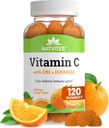 Vitamina C y Zinc Gummies para adultos con Echinacea y Caderas Rosas – Vitaminas de Gummy Naranja para Hombres – Suplemento de Apoyo Inmunitario – No GMO, Vegan, Gluten, Nut y Dairy Gratis (120 Conde)