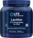 Extensión de la vida Lecithin, promueve la estructura y función de células sanas en el cerebro, sin gluten, no GMO, Vegetariano, 454 gramos
