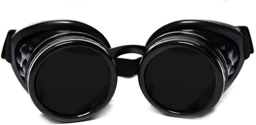 GloFX Steampunk Goggles Tinted - Rave EDM Festival Accesorios - Gótico Cosplay Welder Goggles - Negro Goggles with Dark Tint Lenses